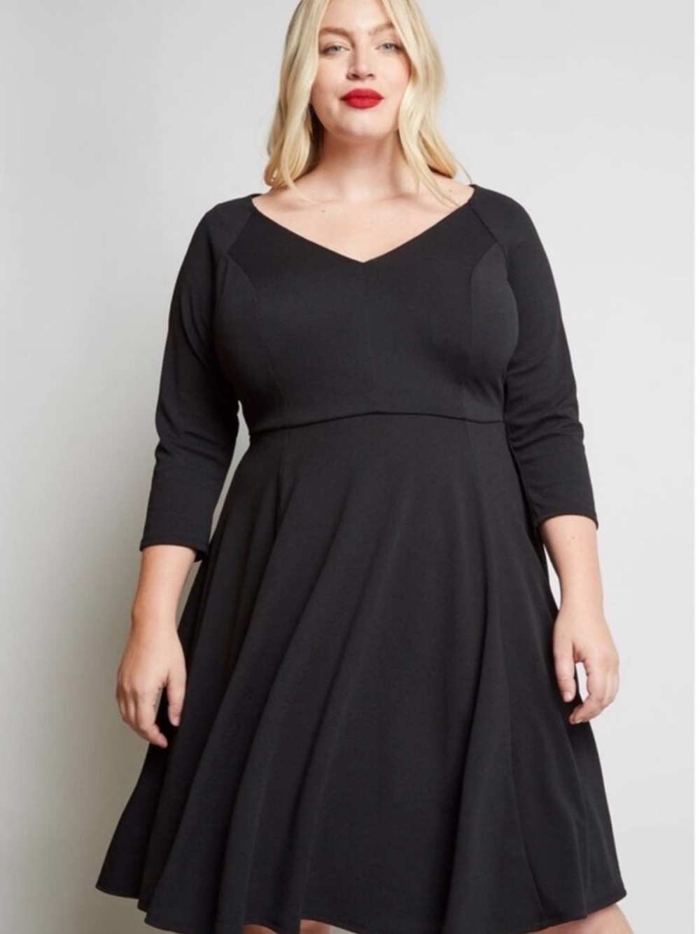 ModCloth Black V-Neck Fit-and-Flare Dress